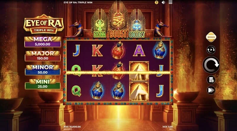 Eye of Ra Triple Win – pääpelinäkymä viidellä rullalla